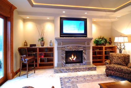 fireplace and plasma tv